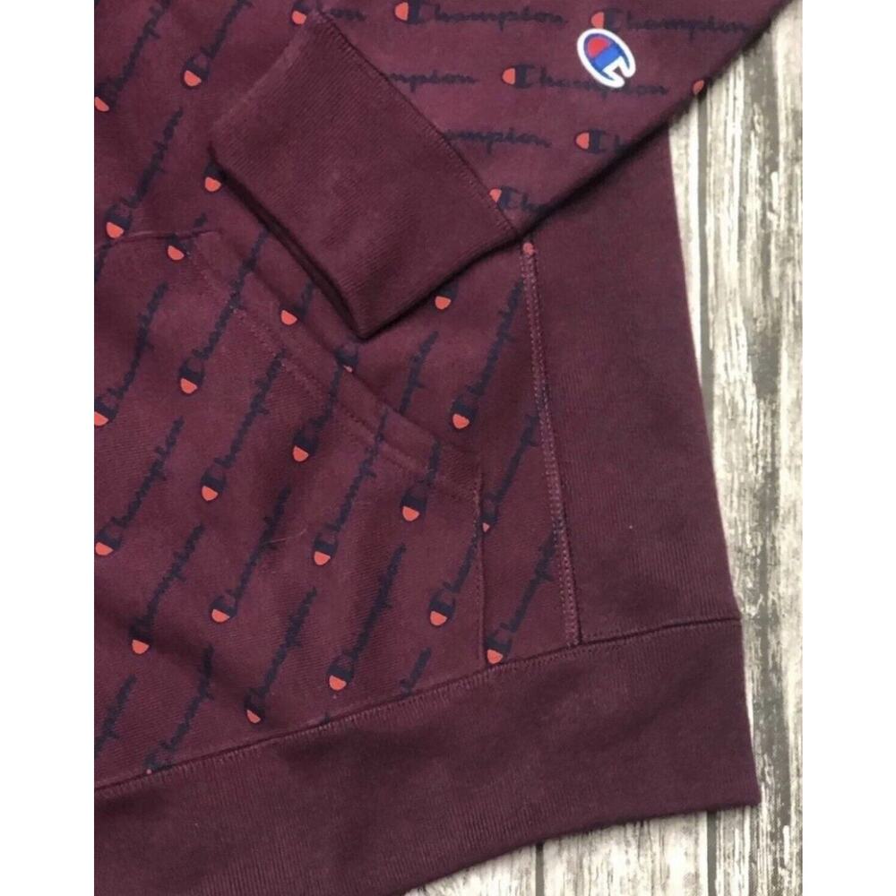 Womens Champion Reverse Weave Hoodie M C Logo Sweatshirt Pullover Purple